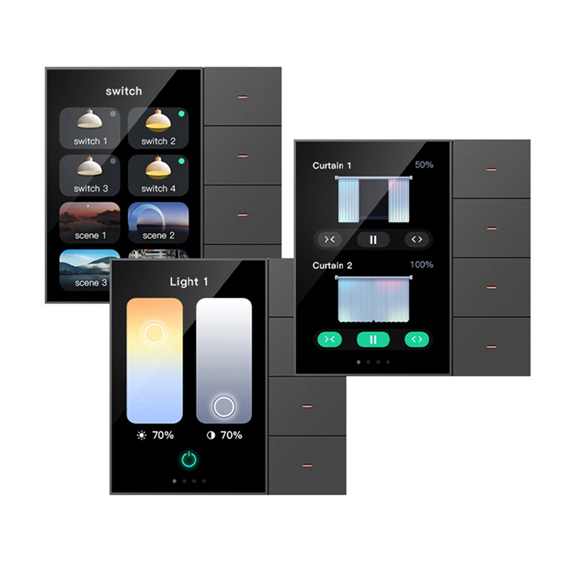 2pc 3.5Inch Smart Wall Switch Touch Screen 4 Groups Switch 8-Way Scene Radar Sensor Dimming Switch Curtain Tuya Zigbee A