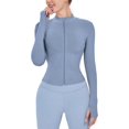 thumbnail image 1 of ORUYROP Veste de Course Légère Extensible pour Femmes avec Fermeture Éclair Complète et Trous pour les Pouces, 1 of 7