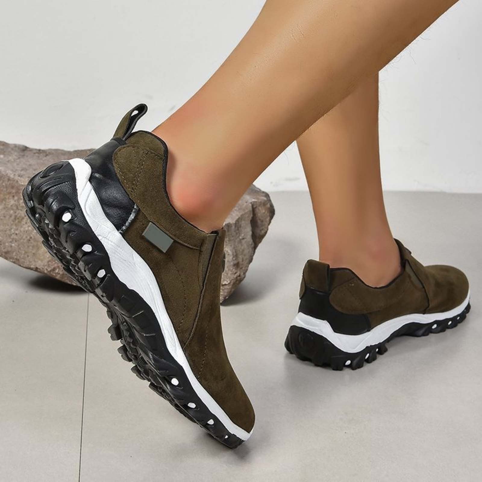 YLYL Men's Suede Orthopedic Sneakers Slip on Breathable Casual Non Slip Driving Walking Hiking Shoes