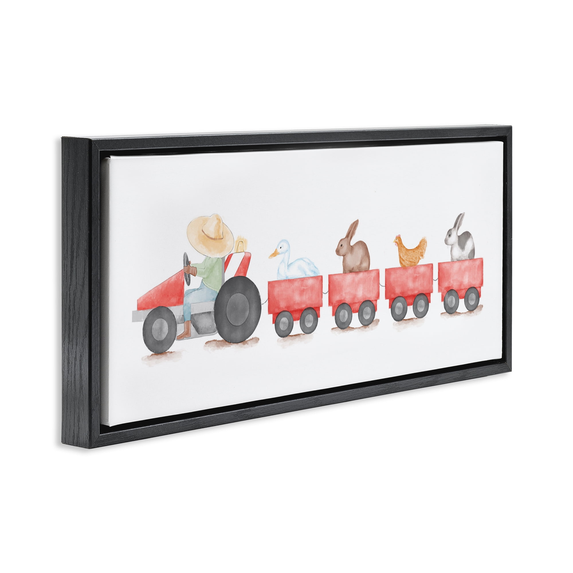 Stupell Industries Farm Animals Locomotive Animals & Insects Painting Black Floater Framed Art Print Wall Art, 25 x 11