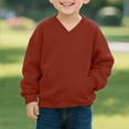 thumbnail image 5 of Zpanxa Girls V Neck Drop Shoulder Sweatshirt Kangaroo Pocket Long Sleeve Pullover Toddler Red 2 Years, 5 of 8