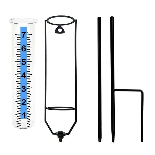 Yuarrent Medidor de vidrio pluviómetro de 7 pulgadas para una medición precisa de las precipitaciones y fácil de leer con números grandes Jardín y Patio
