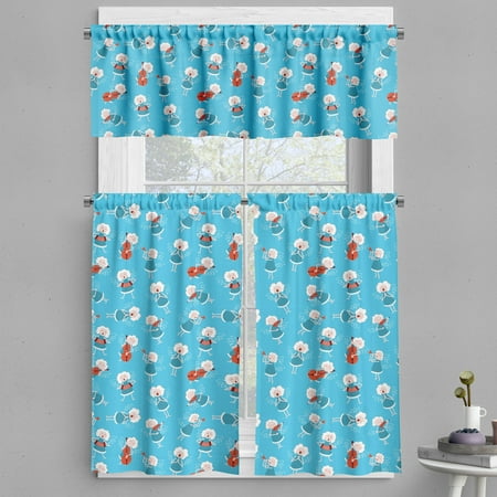 

Angel Valance & Tier Curtain 3 pcs Set Music Angels Playing Violin Flute Kazoo Saxophone Trumpet Elf Harp Cello Fantasy Window Treatments Room Kitchen Decor 4 Sizes Blue Red White by Ambesonne