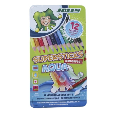 Jolly Supersticks Watercolor Pencils with Tin, Assorted Colors, Set of
