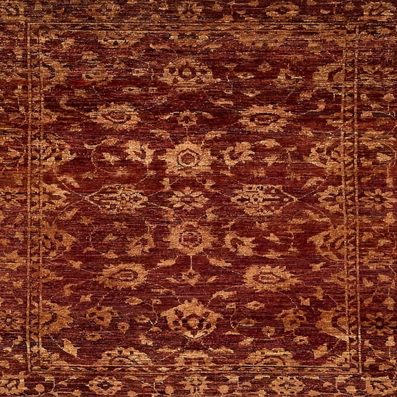Ahgly Company Indoor Square Abstract Red Oriental Area Rugs, 7' Square