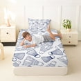 thumbnail image 4 of Castle Fairy Badminton Sport Twin Sheets 3pcs, Ball Game Bedding, White Navy,1 Fitted Sheet, 1 Flat Sheet and 1 Pillowcase, 4 of 6