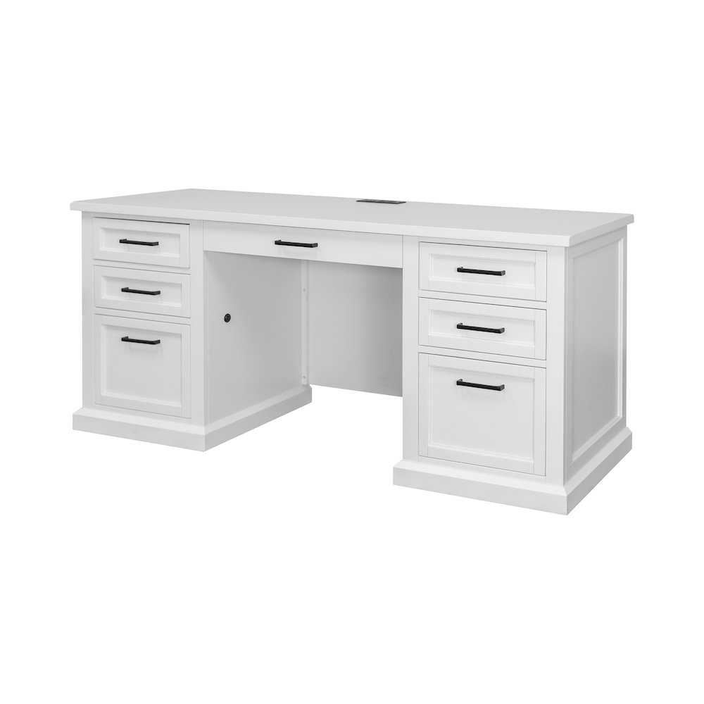 Modern Wood Desk Office Writing Table Fully Assembled White Finish