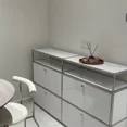 thumbnail image 3 of Armario de almacenamiento moderno USM Haller, aparador con borde de acero inoxidable, mueble de almacenamiento para TV, armario de cubo ins, conjunto Medieval, 3 of 4