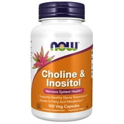 NOW Supplements, Choline & Inositol 500 mg, Healthy Nerve Transmission*, Nervous System Health*, 100 Capsules