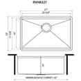 thumbnail image 2 of Ruvati USA RVH8327 27 in. Workstation Rounded Corners Undermount Ledge Kitchen Sink with Accessories, 2 of 7