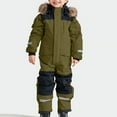 thumbnail image 2 of newwalpole Toddler Snow Suit One Piece Snow Pants Kids Girls Boys Warm Winter Snowsuit Outdoor Waterproof Windproof Ski Pants Green for Size 9-10 Years, 2 of 7
