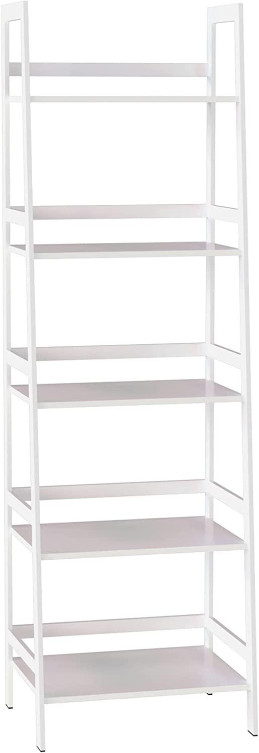 CoSoTower Ladder Shelf, 5 Tier White Bookshelf, Modern Open Bookcase