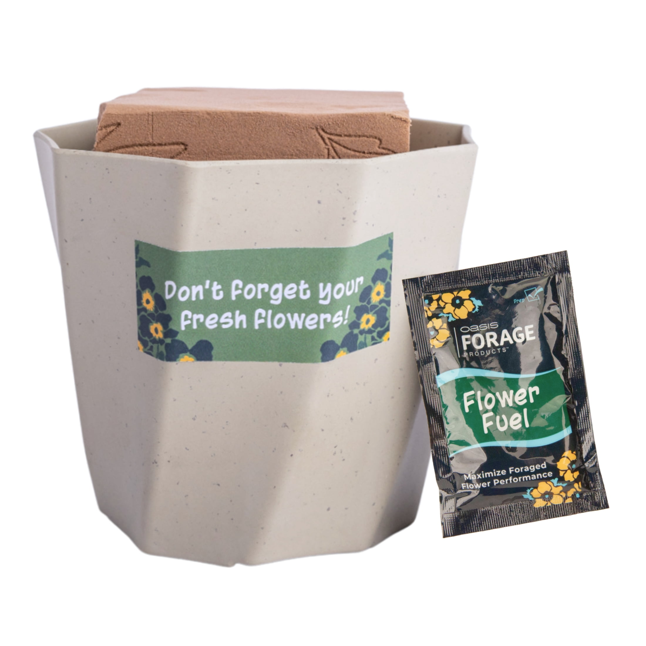 OASIS® Forage The Twist Pot Floral Foam DIY Arrangement Kit, Eggshell Flower Pot