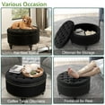 thumbnail image 3 of Nathaniel Home, Upholstered 30" Round Storage Button Tufted Ottoman, with Removable Lid, Modern Footrest Stool Bench, Black, 3 of 8