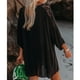 thumbnail image 3 of Vestido Corto Informal De Verano Vestido Corto Informal Mujer Vestido Con Cuello En V Encaje Mangas Tres Cuartos Cintura Suelta Verano Casual Vestido Corto Negro S ANGGREK Otros, 3 of 6