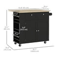 thumbnail image 3 of HOMCOM Rolling Kitchen Island with Drop Leaf, Portable Kitchen Island Black, 3 of 10