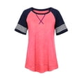 thumbnail image 4 of SHIBEVER T Shirts for Women Tops Short Sleeve Summer Fashion Loose Fit Tunic Tops Dressy Crewneck Ladies Blouses Tops Pink, 4 of 5