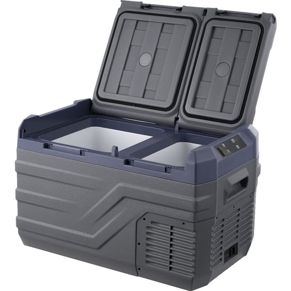 Portable Car Freezer, 12V/24V DC Fridge with AC Adapter, 25L Dual Zone Cooler for Camping, RV, Travel, Adjustable Temperature -4°F to 68°F
