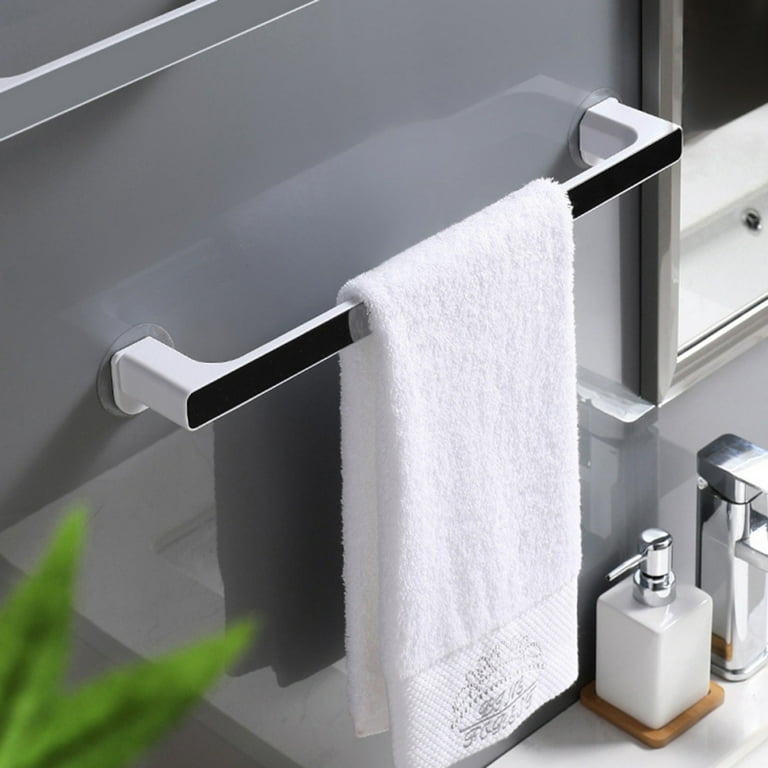 Stick On Towel Bar Self Adhesive Towel Bar No Drill Towel Bar Towel Racks  for Bathroom Adhesive with 2*Razor Holder 2*Towel Hook Self Adhesive Towel