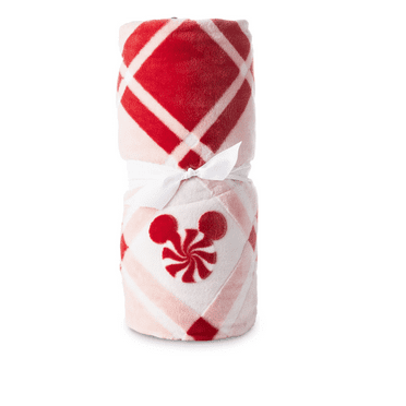 Hallmark Disney Mickey Ears Peppermint Plaid Throw Blanket 50x60 New with Tag