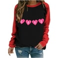 thumbnail image 2 of pimelu Valentine's Day Sweatshirt for Women Crewneck Sweatshirt Womens Fashion Color Block Heart Love Letter Print Sweater Tops Spring Ladies Loose Long Sleeve Pullover Tunic Blouses, 2 of 3