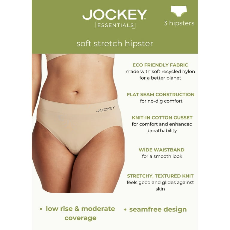 Jockey Essentials Women's Seamfree Hipster Panties, 3-Pack, Sizes S-XXXL 