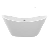 JERFIT 67 Inch Slipper Soaking Bathtub, Freestanding Acrylic Tub with Heat Retention & Pop-Up Drain, Glossy White Standalone Bathtub for Modern Bathroom