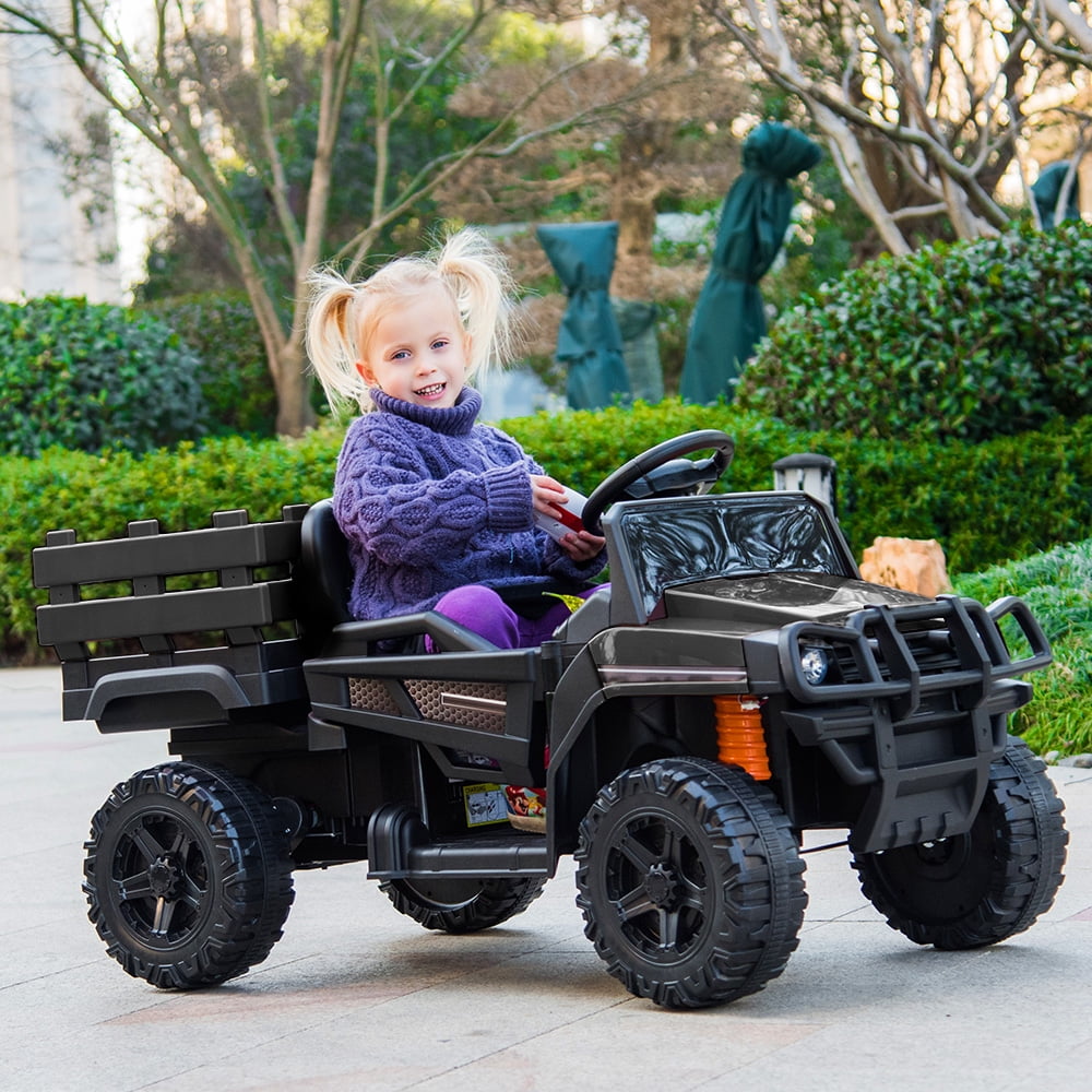 Ride on Truck with Remote Control, SEGMART 12V Kids Ride on Cars with Trailer, BatteryPowered 4