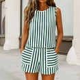 thumbnail image 2 of NMMUED Summer Sets for Women 2026 Casual Sleeveless Striped Tank Top and Drawstring Shorts Set Beach Vacation Travel Trendy Everyday Lounge Matching Suits Green S, 2 of 5