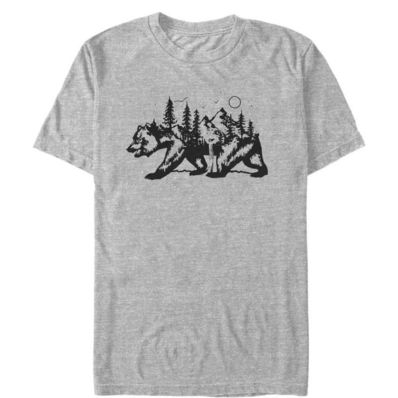 Men's Lost Gods Bear Nature Shape  Graphic Tee Athletic Heather Small