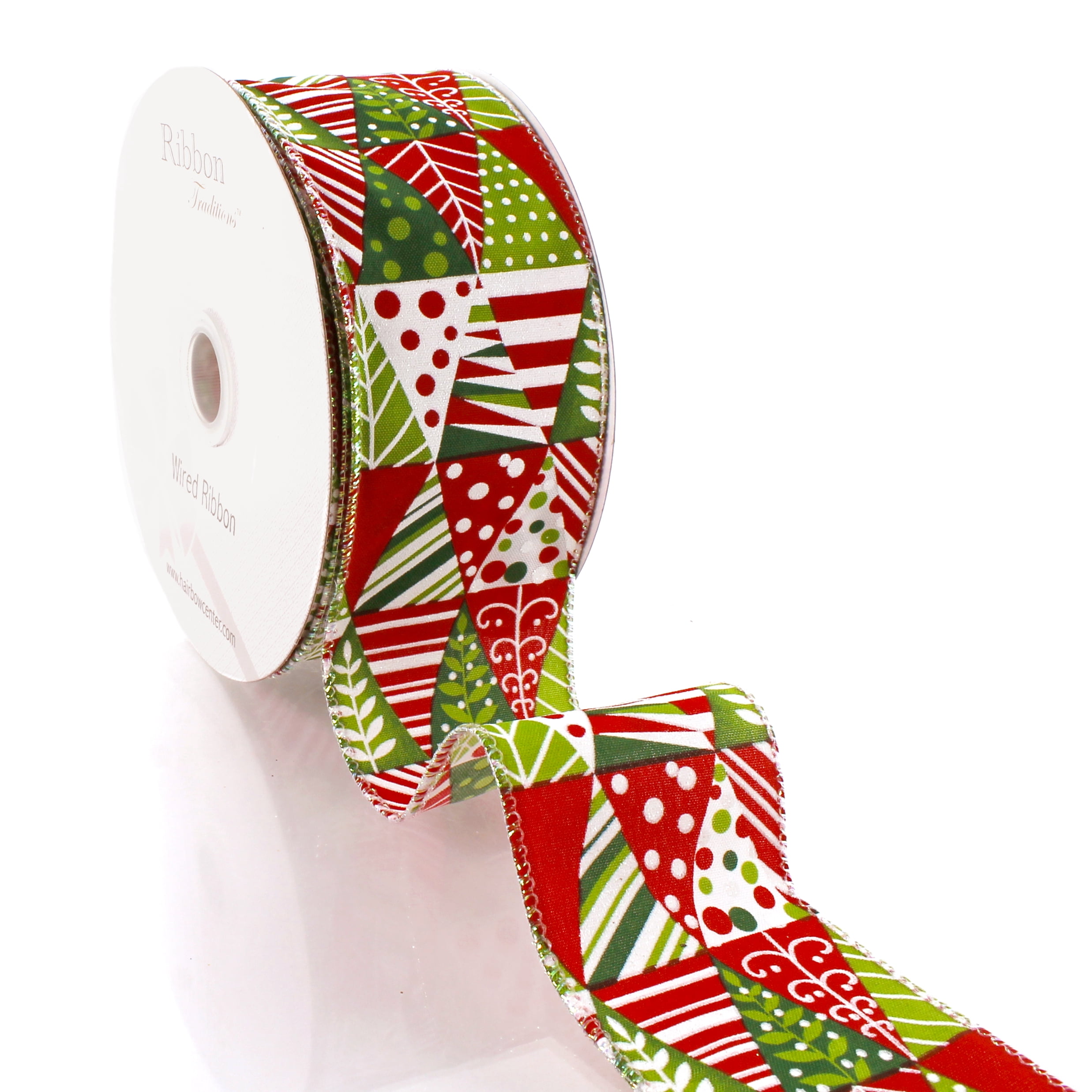 2 1/2" Wired Ribbon Vintage Scandi Christmas Trees 25yds