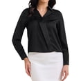thumbnail image 1 of BLUSA DE TRABAJO SATINADA PARA MUJER INSPIRE CHIC CON CUELLO EN V Y MANGA LARGA, CAMISA OFICIAL NEGRA, 1 of 6