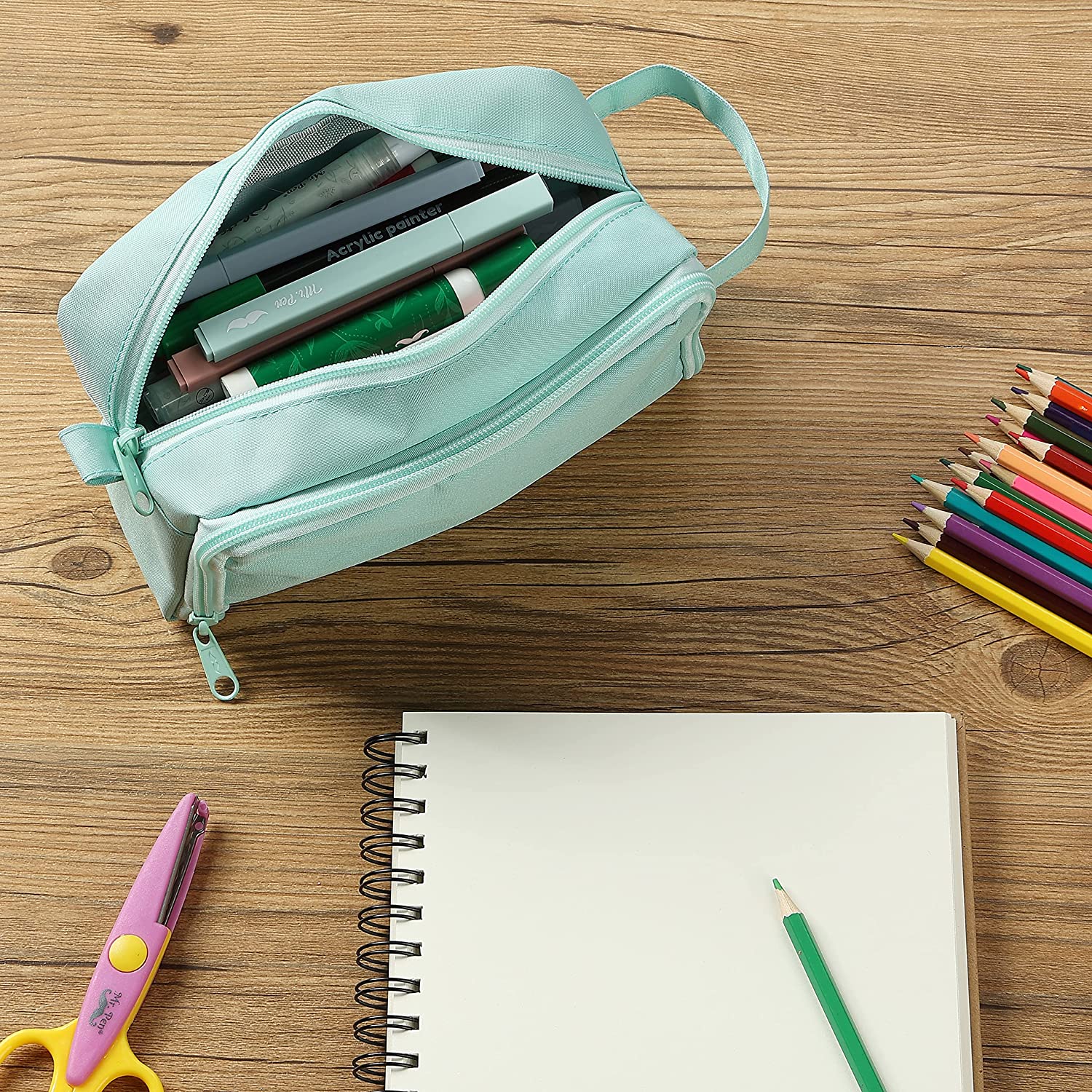 Mr. Pen Large Capacity Pencil Case, Mint Green photo 4