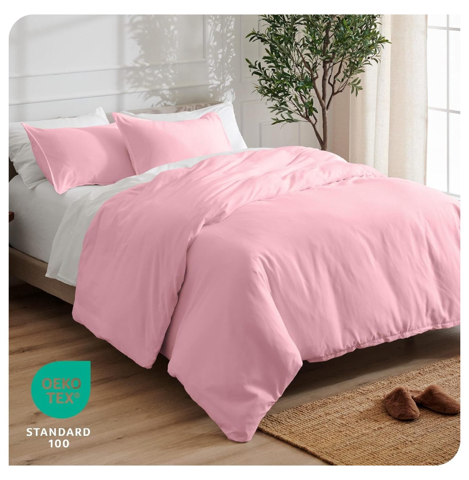 Bedding Duvet Cover King Size - Premium 1800 Super Soft Collection - Lightweight, Cooling - Soft Breathable Bedding Duvet Cover (King, Light Pink)