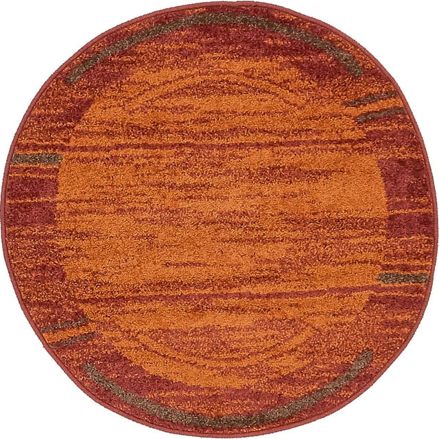 Unique Loom Autumn Collection Modern Contemporary Casual Abstract Area Rug, 3 ft 3 in, Terracotta/Burgundy Border