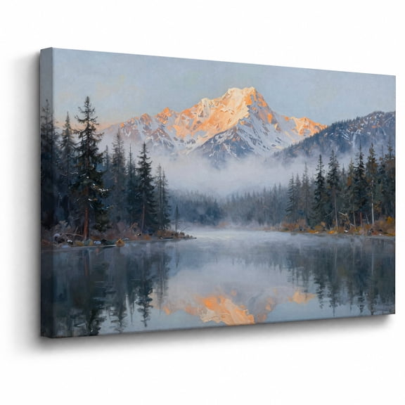 Framed Mountain Forest Canvas Wall Art Bedroom Decor Sunrise Snow Peak Misty Wilderness abstract canvas print for bathroom bedroom living room