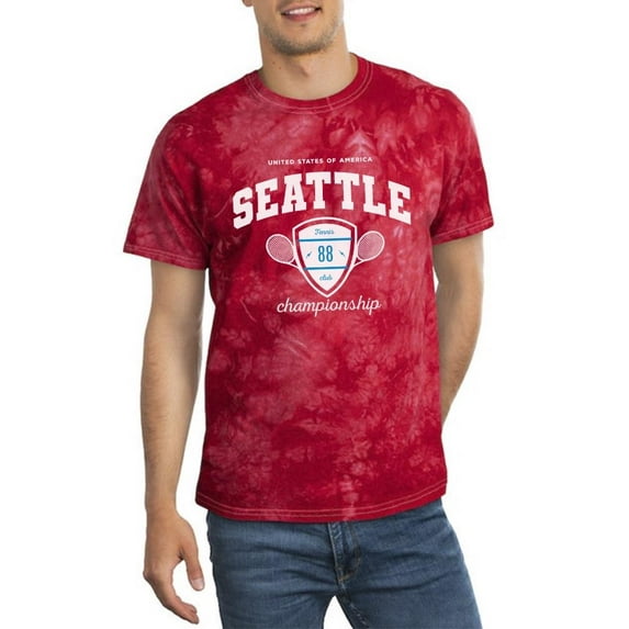 College Tennis Seattle Slogan Tie Dye Crystal Men -Image by Shutterstock, Male Small
