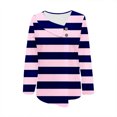 thumbnail image 4 of Jewelreauty Women Long Sleeve V Neck Shirts Striped Pullover Casual Button Cozy Tops Lightweight Outdoor Blouses (2XL, Pink-B), 4 of 5