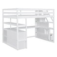 thumbnail image 2 of Bellemave Full Loft Bed with Stairs and Desk, Solid Wood High Loft Bed Frame with Storage Drawers and Bookshelf for Teens Adults (White), 2 of 8