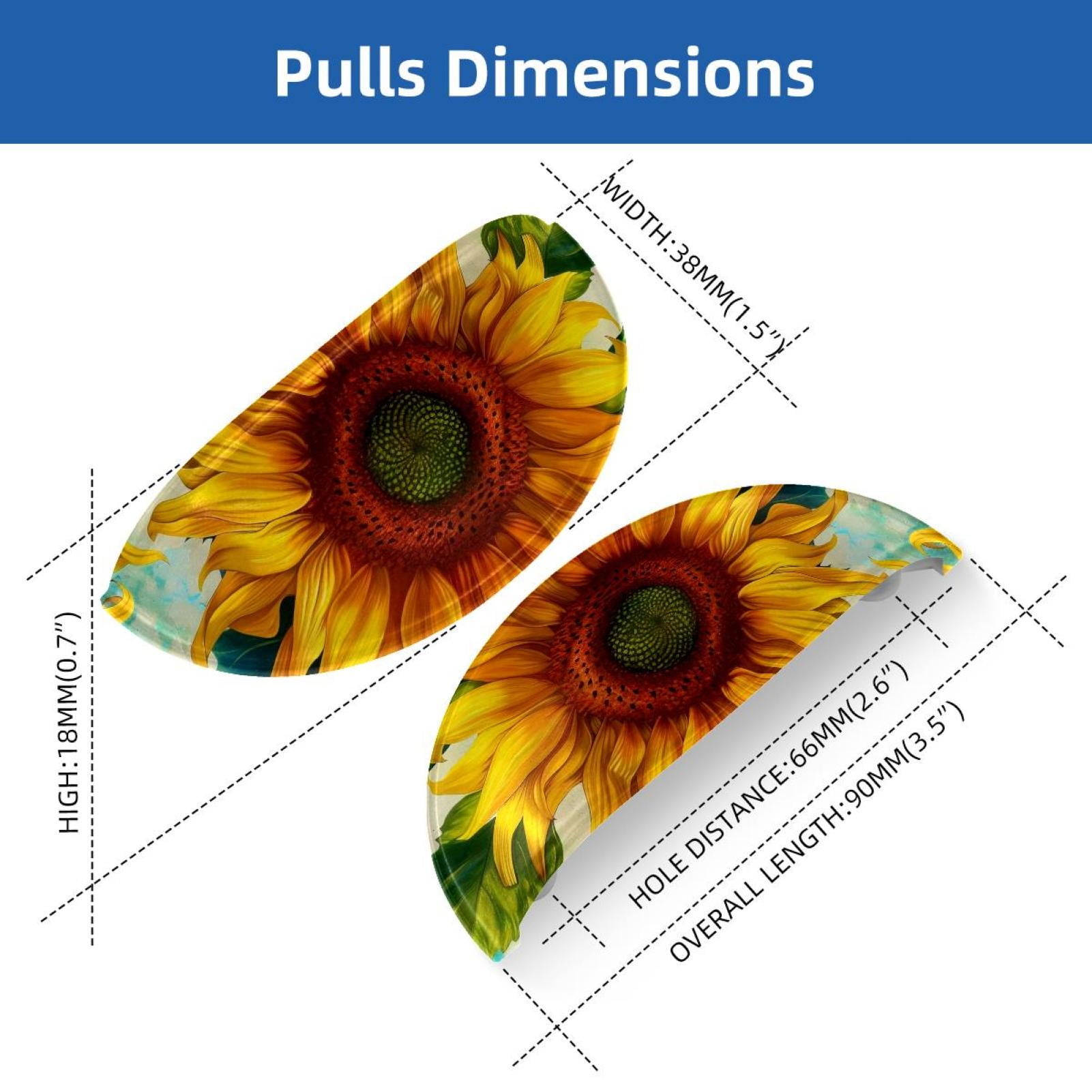 PhooArto 6 Pcs Cup Drawer Pulls, Yellow Floral Sunflower Shell Shape Handles Cabinet Knobs for Dresser Cupboard Closet Wardrobe with Screws