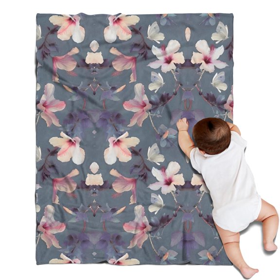 Pioneer Flower Floral Print Pattern Blanket,Comfortable Soft Flannel Throw Blanket,All Season,Warm Lightweight Blankets for Sofa Bed Couch Living Room Chair,30"x40"