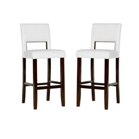 Home Square 30" Height Wood Bar Stool Set in White (Set of 2)