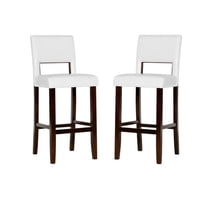 Home Square 30" Height Wood Bar Stool Set in White (Set of 2)