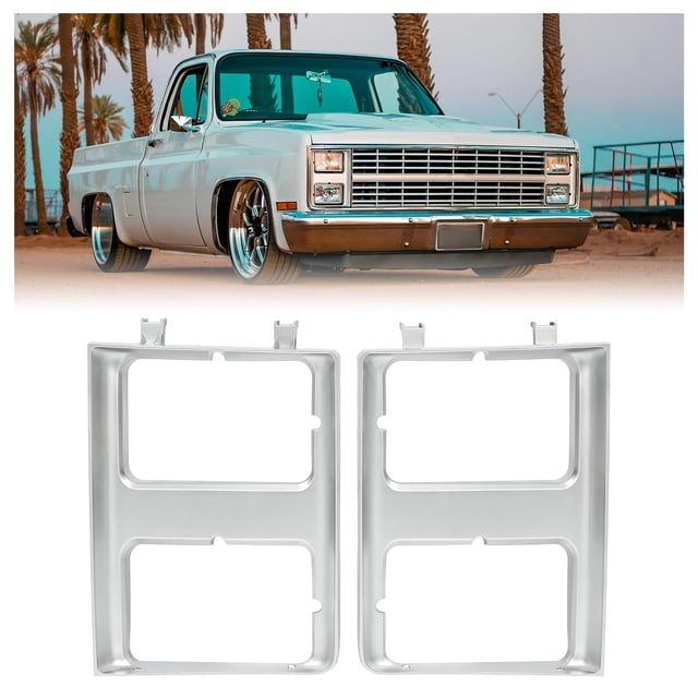 Bisel de faros delanteros HECASA para Chevy GMC Truck 85-88, par plateado