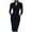 Black, variant on New Elegant V Neck Midi Pencil Work Dress Woman Casual Solid Slim Bodycon Dresses Autumn Long Sleeve Pocket Party Dress Vestidos