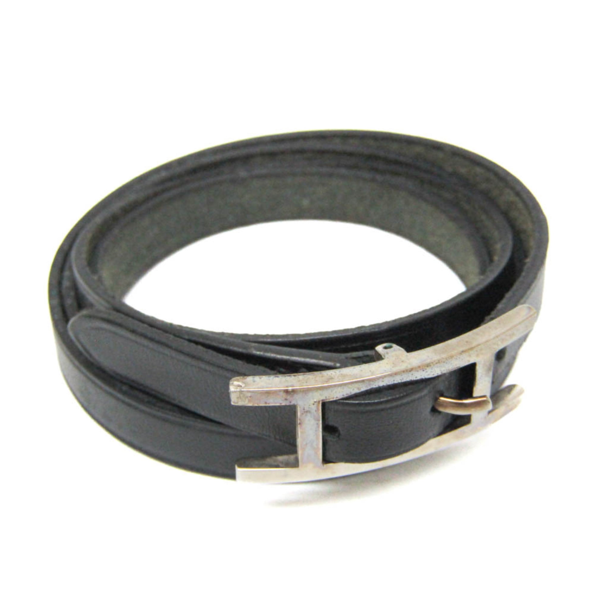 Pre-Owned Hermes Hapi Triple Bracelet Choker Leather,Metal 