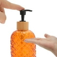 thumbnail image 3 of Unique Bargains 1 Pc Durable Cylinder Argyle Soap Dispenser 13.53oz Orange Black, 3 of 6