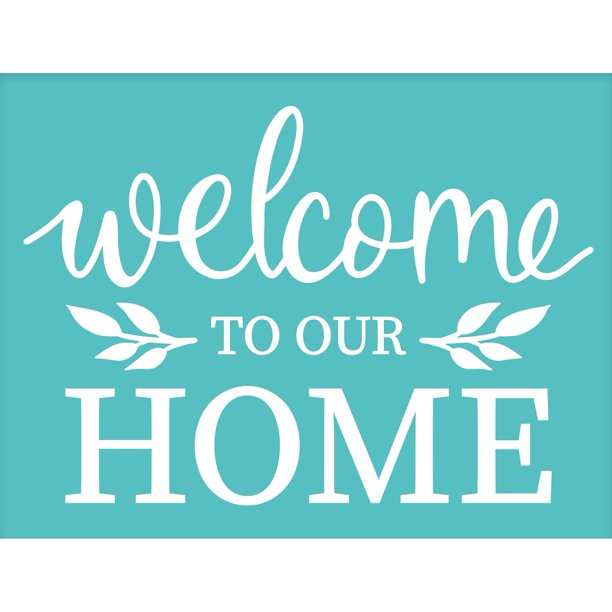 2 plantillas autoadhesivas para serigrafía con el mensaje "Bienvenido a nuestro HOGAR". Plantillas de malla reutilizables y lavables para decoración del hogar.