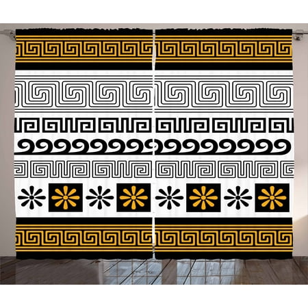 Greek Key Curtains 2 Panels Set Set Of Traditional Ornaments From