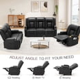 thumbnail image 7 of YODOLLA 3 Pieces Leather Recliner Sofa Set with Swivel Massage Chair, Modern Manual Control Couch Set Overstuffed Reclining Sofa Home Theater Seat RV Sofa Set w/Side Pockets&Cup Holders, Black, 7 of 7